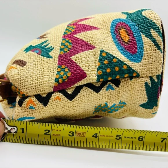 Vintage Marco Avane Tribal Print Crossbody Bag with Brown Leather Accents - Picture 5 of 11